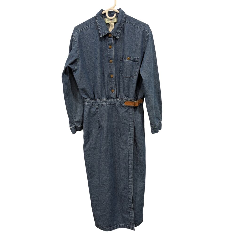 Vintage Chorus Blues Dress Maxi Long Sleeve 80s 90s Size 14